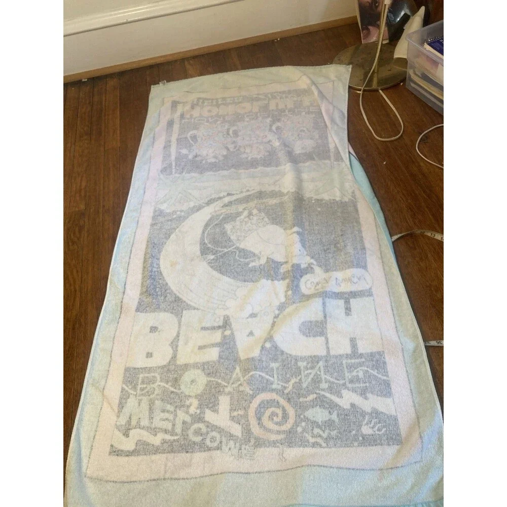 Vintage 80s Pool Towel Cows Cowabunga Chuck Nitzberg “Honolulu Heifer Sisters”